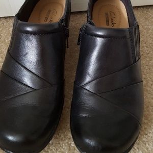 Only worn twice - super comfy Clark's black shoes